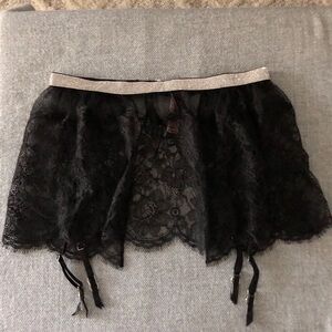 Victoria's Secret Black Lace Garter Belt with Rhinestones